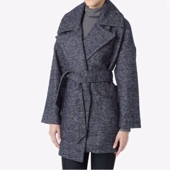 7 for all mankind Women Blue Belted Jacket Wool Blend size S - Picture 7 of 10